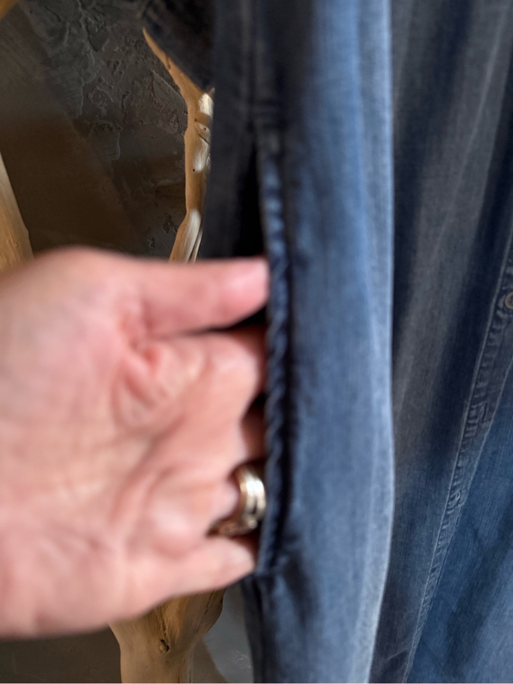 Cloth and Stone  Washed Blue Denim Shirt Dress - Picture 7 of 10